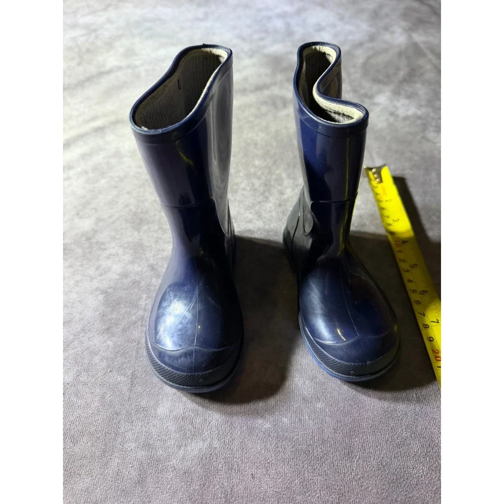 Navy Blue Toddler Rubber Rain Boots Waterproof Mid Calf Size 5-6